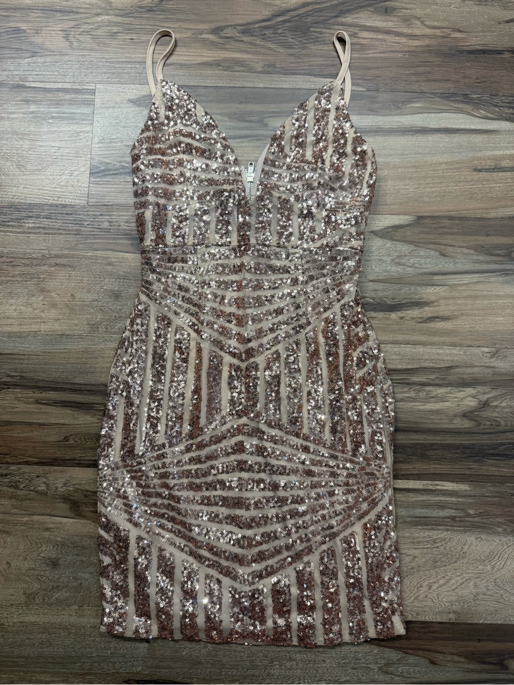 Tiger Mist Rose Gold Sequin Mini Dress